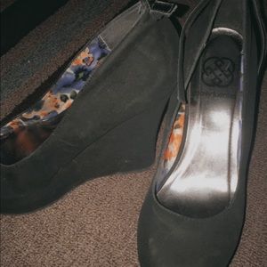 Black high heel platform shoes